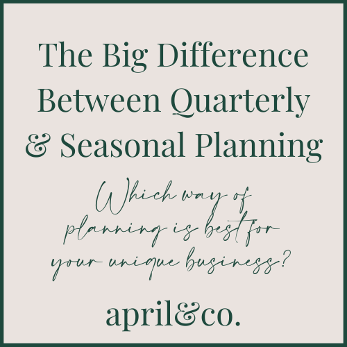 April & Co Quarterly Planning or Seasonal Planning | Online Business Management
